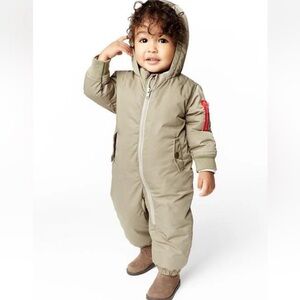 BABY GAP One piece Snowsuit Flight suit Sz 6-12 months Light Olive